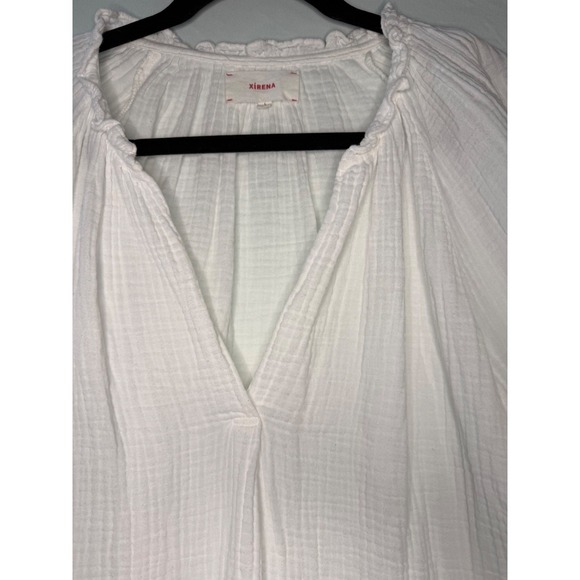 Xirena long sleeve white cotton blouse boho peasant sz L - Picture 4 of 11